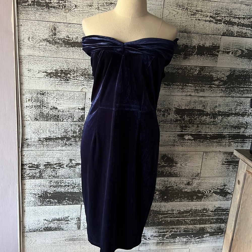 Atnlewhi brand NWT velvet dark blue dress.